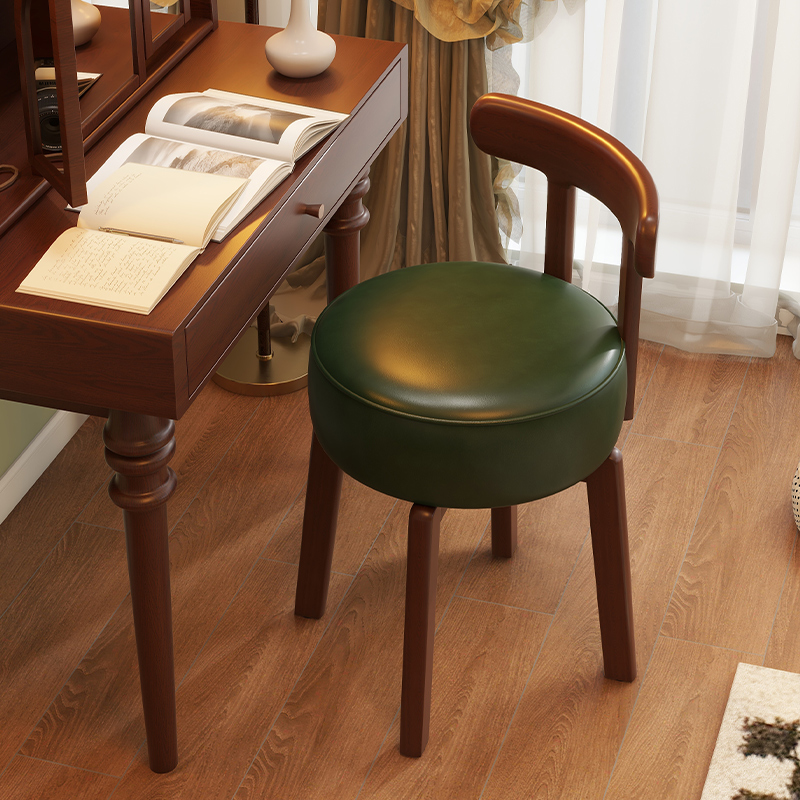 Office Furniture Home - Solid wood rotating dressing chair, leather