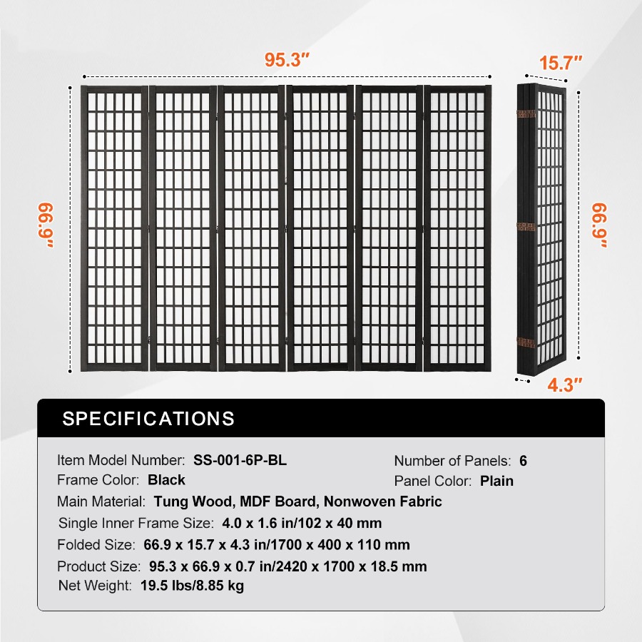 6 Panel Japanese Room Divider  - đánh giá và giá Partition Screen Divider
