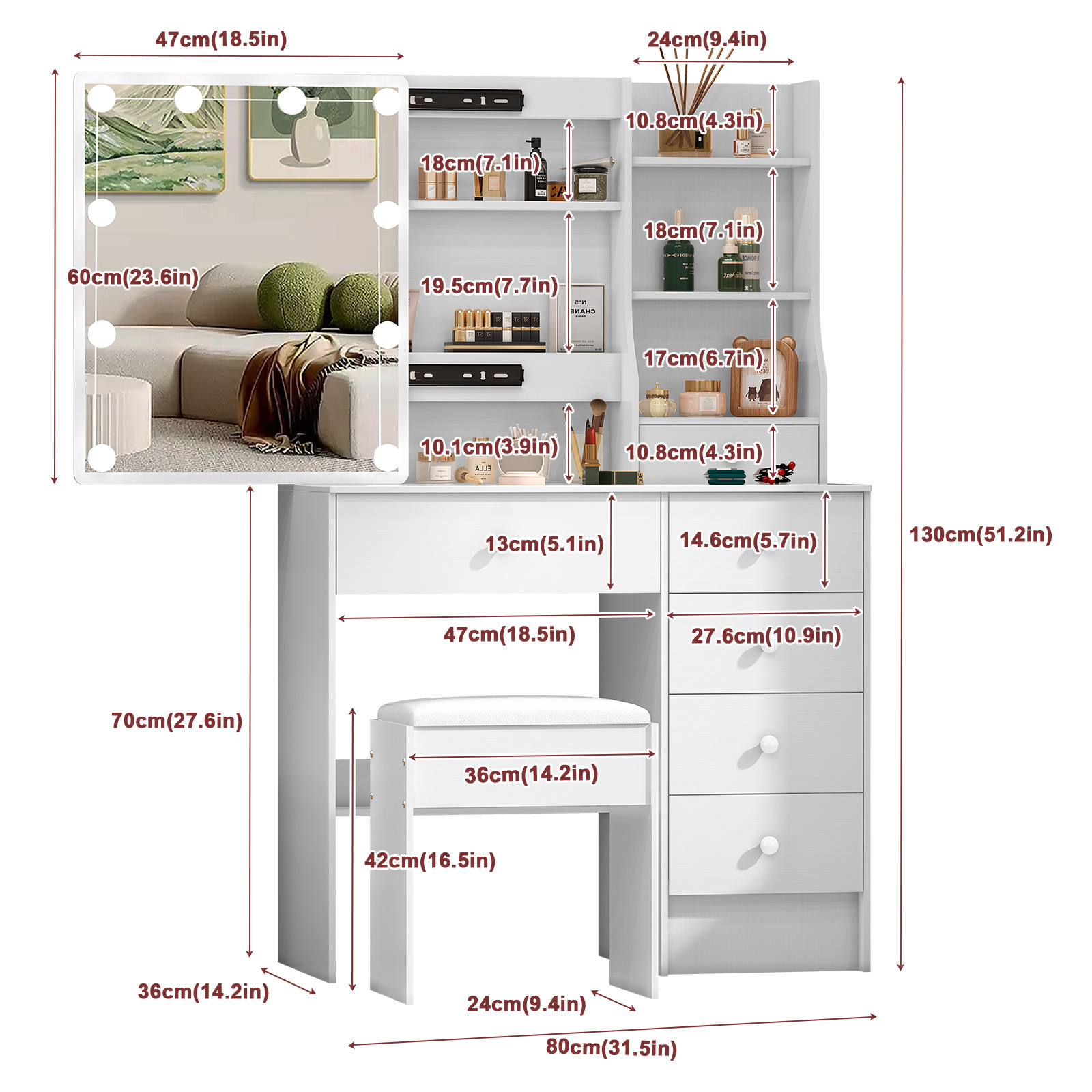 Modern White Bedroom Dressing  - đánh giá và giá Office X Furniture